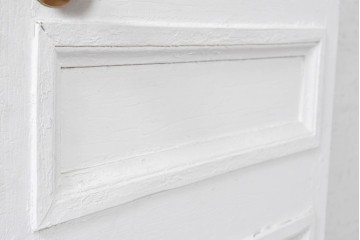 イギリスアンティーク建具　1890年から1910年頃　花を優美に描いたエッチングガラス入りドア1枚　(R-091458)