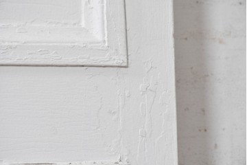 イギリスアンティーク建具　1890年から1910年頃　花を優美に描いたエッチングガラス入りドア1枚　(R-091458)