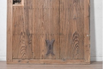 アンティーク建具　明治から大正期　素朴で味わい深いきつね格子蔵戸1枚　(R-091459)