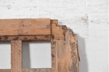 アンティーク建具　明治から大正期　素朴で味わい深いきつね格子蔵戸1枚　(R-091459)