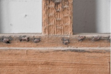 アンティーク建具　明治から大正期　素朴で味わい深いきつね格子蔵戸1枚　(R-091459)