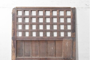アンティーク建具　明治から大正期　素朴で味わい深いきつね格子蔵戸1枚　(R-091459)