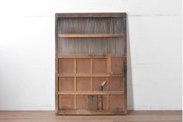 アンティーク建具　明治から大正期　縦格子と鉄金具が和の趣を添える格子蔵戸1枚　(R-091460)