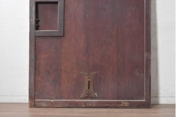 アンティーク建具　明治から大正期　栗材　赤みを帯びた色合いと縦格子が味わい深い格子蔵戸1枚　(R-091462)