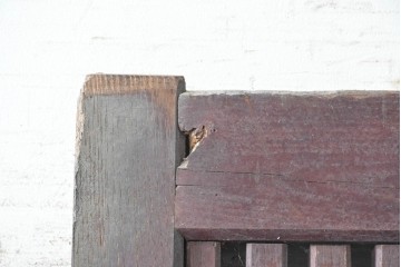 アンティーク建具　明治から大正期　栗材　赤みを帯びた色合いと縦格子が味わい深い格子蔵戸1枚　(R-091462)