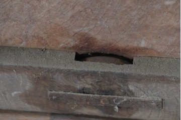 アンティーク建具　明治から大正期　上手物　栗材　細かな桟が整然と並ぶ格子蔵戸1枚　(R-091463)