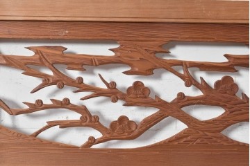 ヴィンテージ建具　昭和後期　松竹梅の彫刻が美しい欄間2枚セット　(R-091467)