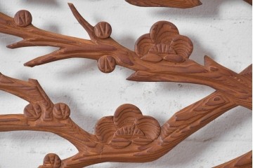 ヴィンテージ建具　昭和後期　松竹梅の彫刻が美しい欄間2枚セット　(R-091467)