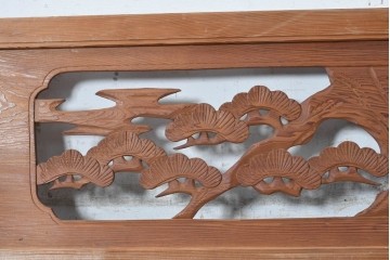 ヴィンテージ建具　昭和後期　松竹梅の彫刻が美しい欄間2枚セット　(R-091467)