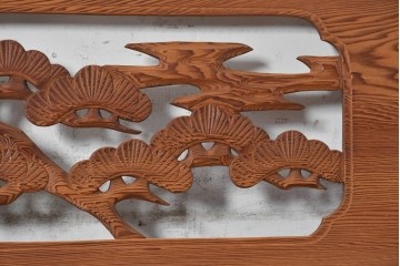 ヴィンテージ建具　昭和後期　松竹梅の彫刻が美しい欄間2枚セット　(R-091467)
