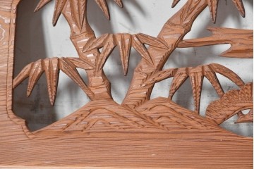 ヴィンテージ建具　昭和後期　松竹梅の彫刻が美しい欄間2枚セット　(R-091467)