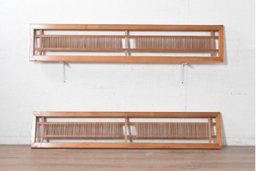 ヴィンテージ建具　昭和後期　細かな縦格子を配した格子欄間2枚セット　(R-091468)
