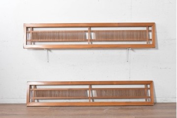 ヴィンテージ建具　昭和後期　細かな縦格子を配した格子欄間2枚セット　(R-091468)