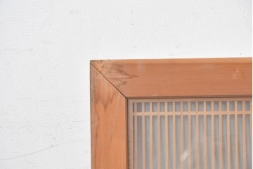 ヴィンテージ建具　昭和後期　端正な佇まいの両面ガラス入り筬欄間2枚セット　(R-091469)