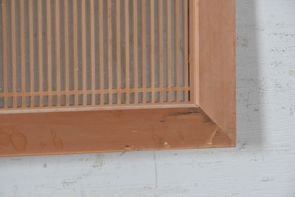 ヴィンテージ建具　昭和後期　端正な佇まいの両面ガラス入り筬欄間2枚セット　(R-091469)