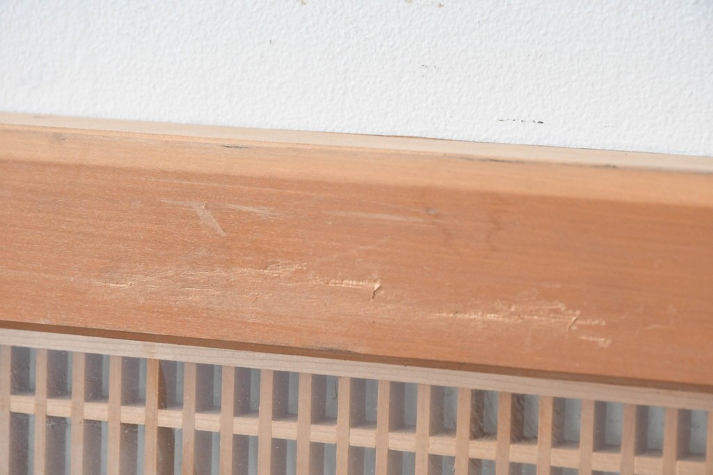 ヴィンテージ建具　昭和後期　端正な佇まいの両面ガラス入り筬欄間2枚セット　(R-091469)