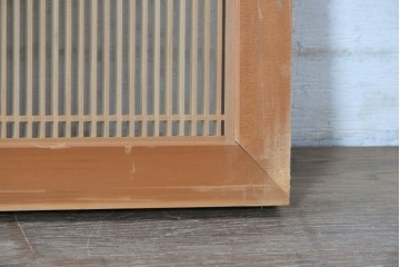 ヴィンテージ建具　昭和後期　端正な佇まいの両面ガラス入り筬欄間2枚セット　(R-091469)