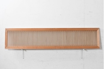 ヴィンテージ建具　昭和後期　片面ガラス　繊細な縦格子が連なる筬欄間1枚　(R-091470)