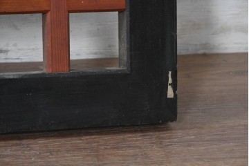 アンティーク建具　昭和初期から昭和中期　黒い外枠がレトロな筬欄間2枚セット　(R-091471)