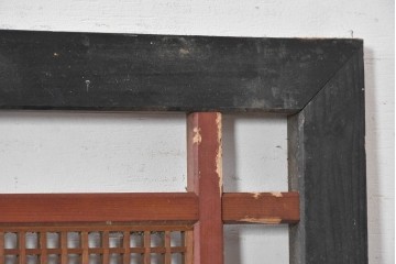 アンティーク建具　昭和初期から昭和中期　黒い外枠がレトロな筬欄間2枚セット　(R-091471)