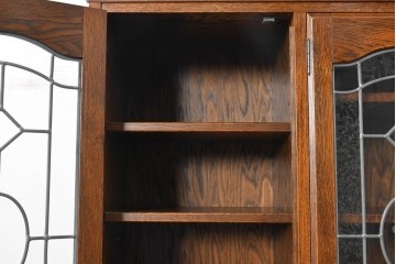 中古　美品　三越家具 COUNTRY HOUSE(カントリーハウス)　Brugge(ブルージュ)　バラをあしらったステンドグラスが上品な食器棚　(R-091478)