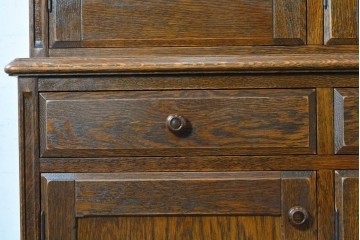 中古　美品　三越家具 COUNTRY HOUSE(カントリーハウス)　Brugge(ブルージュ)　バラをあしらったステンドグラスが上品な食器棚　(R-091478)