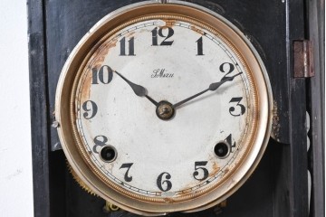 和製アンティーク　昭和初期　S.MIZU　重厚な黒塗りに繊細な挽物飾りが映える振り子時計 　(R-091481)