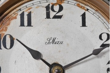 和製アンティーク　昭和初期　S.MIZU　重厚な黒塗りに繊細な挽物飾りが映える振り子時計 　(R-091481)