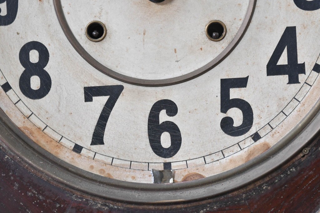 アメリカアンティーク　1910年頃　WATERBURY CLOCK CO.(ウォーターベリー)　深い色合いと金色の組み合わせがお洒落な八角壁掛け時計　(R-091483)