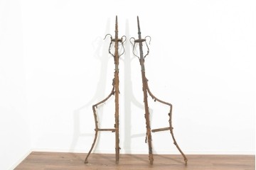 イギリスアンティーク　1820年から1840年頃　ガーデンアイテムにおすすめ!　古びたアイアンの質感が味わい深い支柱2本セット　(R-091487)