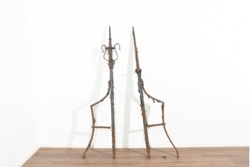 イギリスアンティーク　1820年から1840年頃　ガーデンアイテムにおすすめ!　古びたアイアンの質感が味わい深い支柱2本セット　(R-091488)