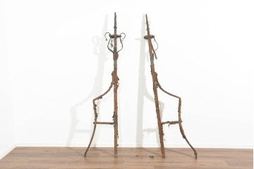 イギリスアンティーク　1820年から1840年頃　ガーデンアイテムにおすすめ!　古びたアイアンの質感が味わい深い支柱2本セット　(R-091490)