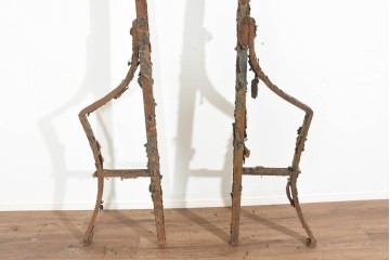 イギリスアンティーク　1820年から1840年頃　ガーデンアイテムにおすすめ!　古びたアイアンの質感が味わい深い支柱2本セット　(R-091491)