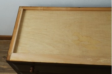 《天板・台輪取り付け加工費込み》　中古　松本民芸家具　深みのある色合いと木目が上品な3段ローチェスト　(R-091555)