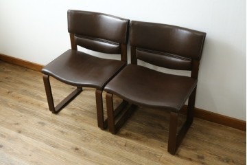中古　美品　CONDE HOUSE(カンディハウス)　BOLS(ボルス)　本革シートのダイニングチェア2脚セット　現行定価(2脚合計)約32万円　(R-091560)