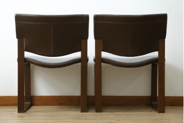 中古　美品　CONDE HOUSE(カンディハウス)　BOLS(ボルス)　本革シートのダイニングチェア2脚セット　現行定価(2脚合計)約32万円　(R-091560)