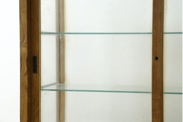 和製ヴィンテージ　昭和中期　木枠の風合いがレトロなガラスケース　(R-091563)