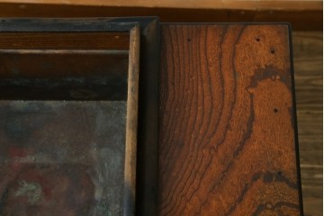 和製ヴィンテージ　大正から昭和初期　欅(ケヤキ)材　豊かな木目を楽しめる長火鉢　(R-091564)