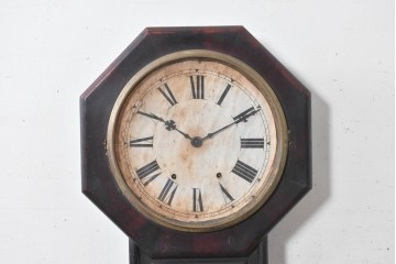 アメリカアンティーク　1900年頃　New Haven Clock Co.(ニューヘブン社)　青と金色の装飾が目を引くクラシカルな壁掛け時計　(R-091569)