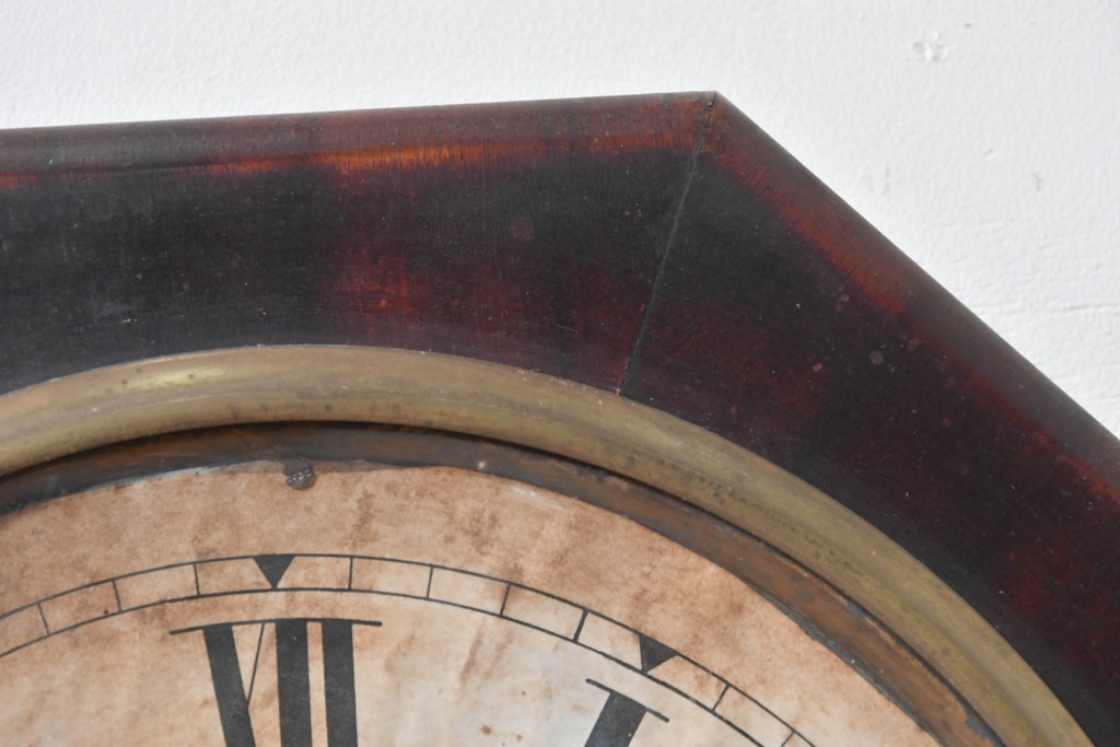 アメリカアンティーク　1900年頃　New Haven Clock Co.(ニューヘブン社)　青と金色の装飾が目を引くクラシカルな壁掛け時計　(R-091569)
