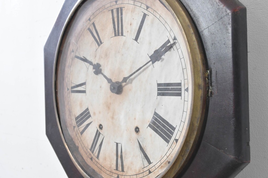 アメリカアンティーク　1900年頃　New Haven Clock Co.(ニューヘブン社)　青と金色の装飾が目を引くクラシカルな壁掛け時計　(R-091569)