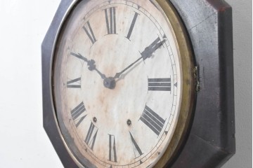 アメリカアンティーク　1900年頃　New Haven Clock Co.(ニューヘブン社)　青と金色の装飾が目を引くクラシカルな壁掛け時計　(R-091569)
