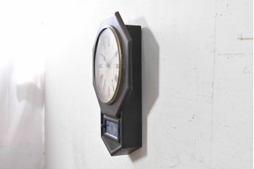 アメリカアンティーク　1900年頃　New Haven Clock Co.(ニューヘブン社)　青と金色の装飾が目を引くクラシカルな壁掛け時計　(R-091569)