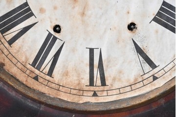 アメリカアンティーク　1900年頃　New Haven Clock Co.(ニューヘブン社)　青と金色の装飾が目を引くクラシカルな壁掛け時計　(R-091569)