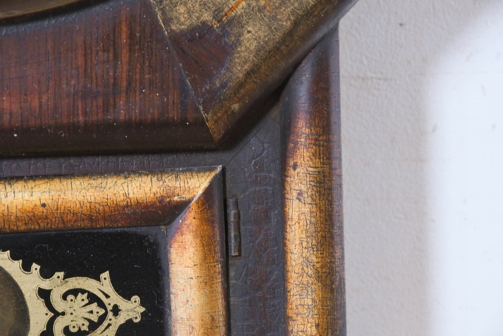 アメリカアンティーク　1900年頃　New Haven Clock Co.(ニューヘブン社)　八角形の木製ケースがレトロな振り子式掛け時計　(R-091574)