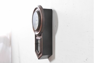 和製アンティーク　大正期　HOKEN　木目が美しい小振りなサイズの掛け時計　(R-091576)