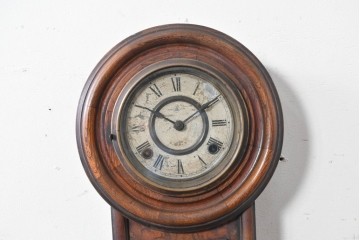 和製アンティーク　大正期　HOKEN　木目が美しい小振りなサイズの掛け時計　(R-091576)
