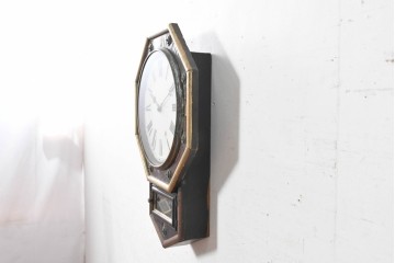 アメリカアンティーク　1900年頃　New Haven Clock Co.(ニューヘブン社)　八角形のケースが印象的な掛け時計　(R-091577)