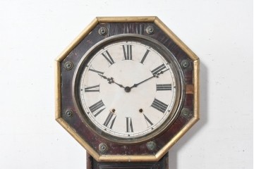 アメリカアンティーク　1900年頃　New Haven Clock Co.(ニューヘブン社)　八角形のケースが印象的な掛け時計　(R-091577)