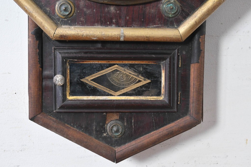 アメリカアンティーク　1900年頃　New Haven Clock Co.(ニューヘブン社)　八角形のケースが印象的な掛け時計　(R-091577)
